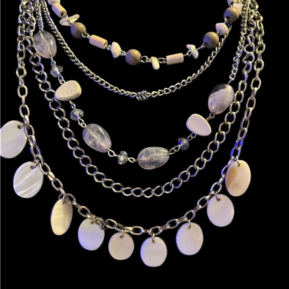 Chico's Silver Cream Layered Necklace - Picture 2 of 4